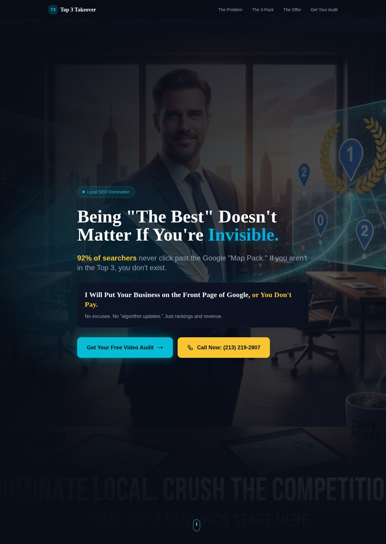 Top 3 Takeover homepage promoting Google Map Pack visibility