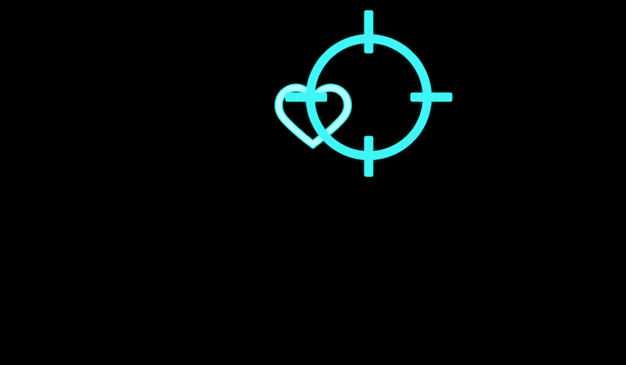 Guerrilla Dating animation: a heart drops into a crosshair, then the Guerrilla Dating logo appears with jessegilbert.com/dating