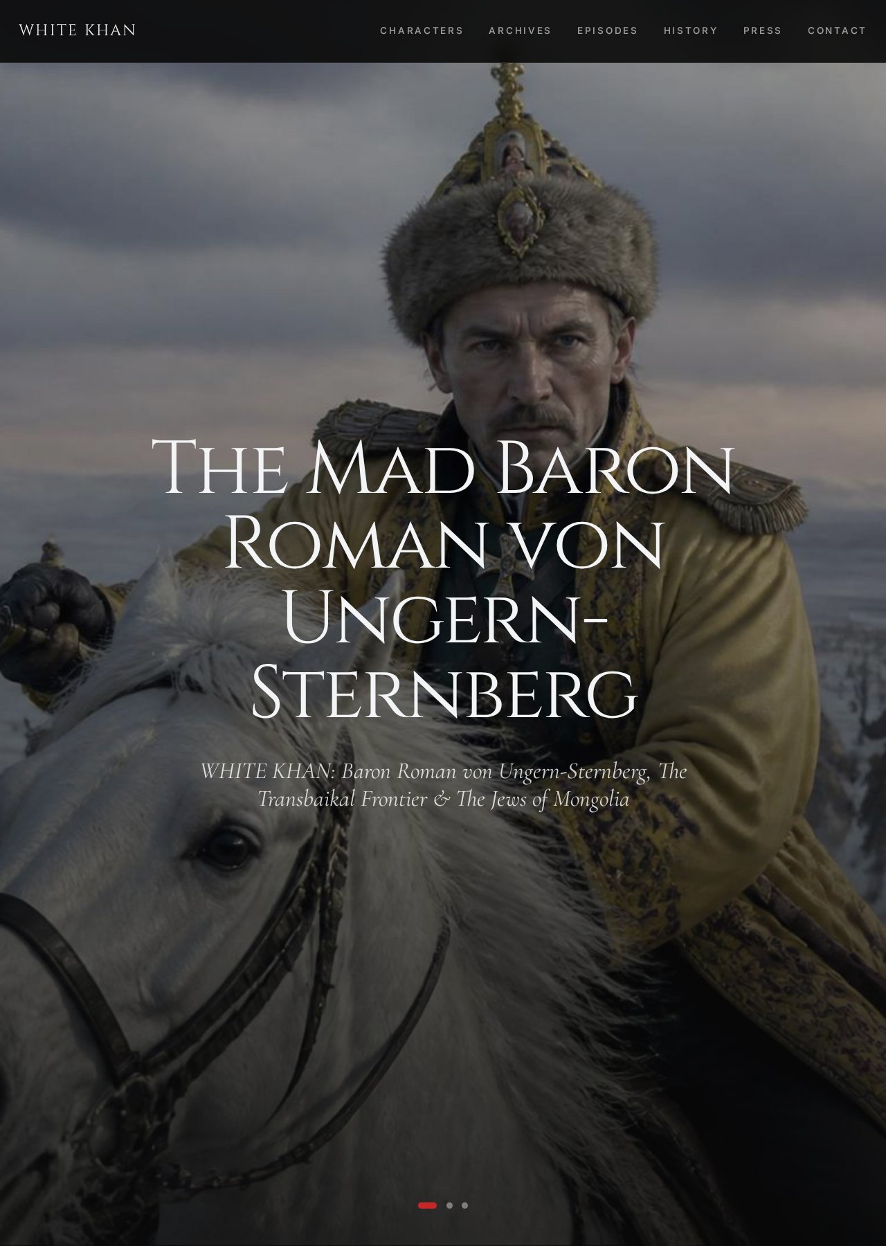 WhiteKhan homepage featuring its historical editorial experience